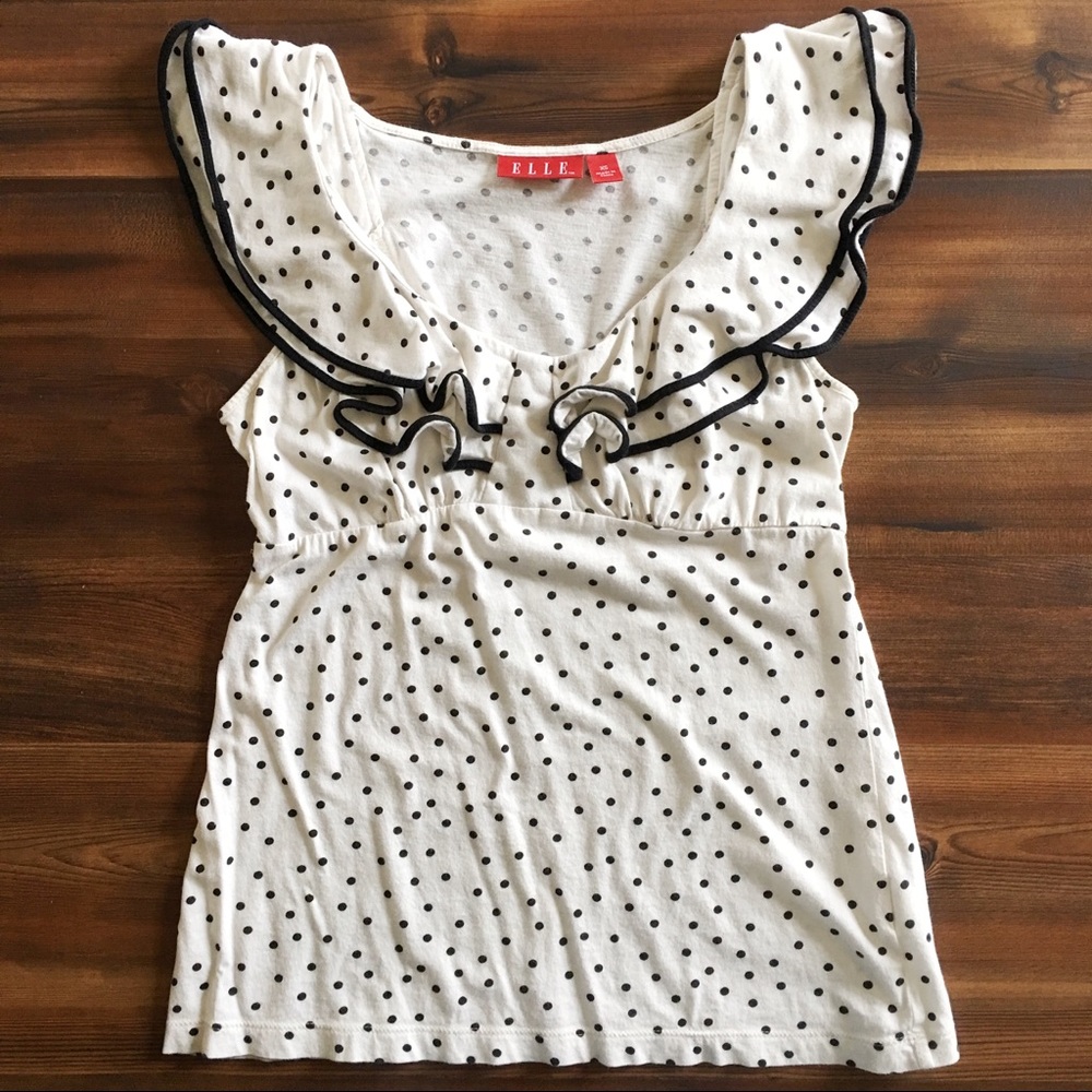 Elle polka dot top ruffle sleeves size XS